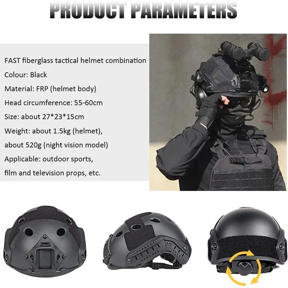 Conjunto de casco táctico, casco de Paintball para exteriores con señal, linterna, paquete de batería, auriculares Airsoft, gafas, modelo NVG para caza - imagen 2