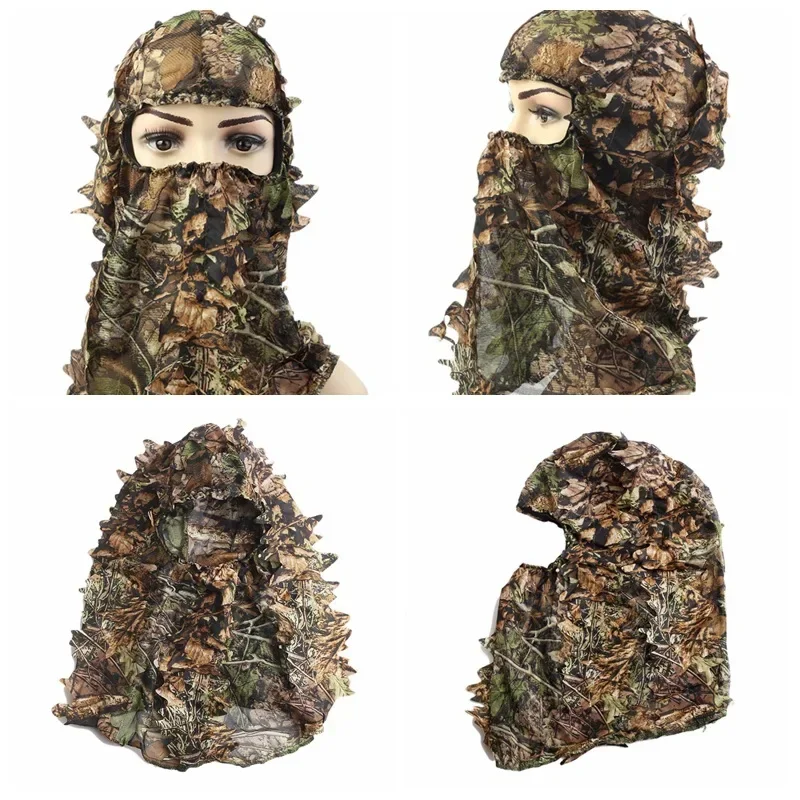 Traje Ghillie táctico de caza, sombrero de hoja de camuflaje Ghillie, máscara de cara completa 3D, sombreros, accesorios de caza de camuflaje de Turquía - imagen 4