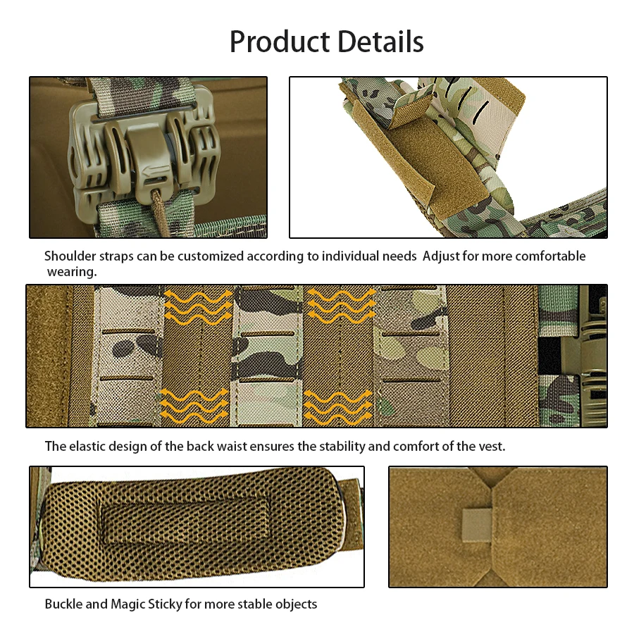 Hunting vest, outdoor auxiliary quick release vest, multifunctional, wear-resistant, breathable - imagen 5