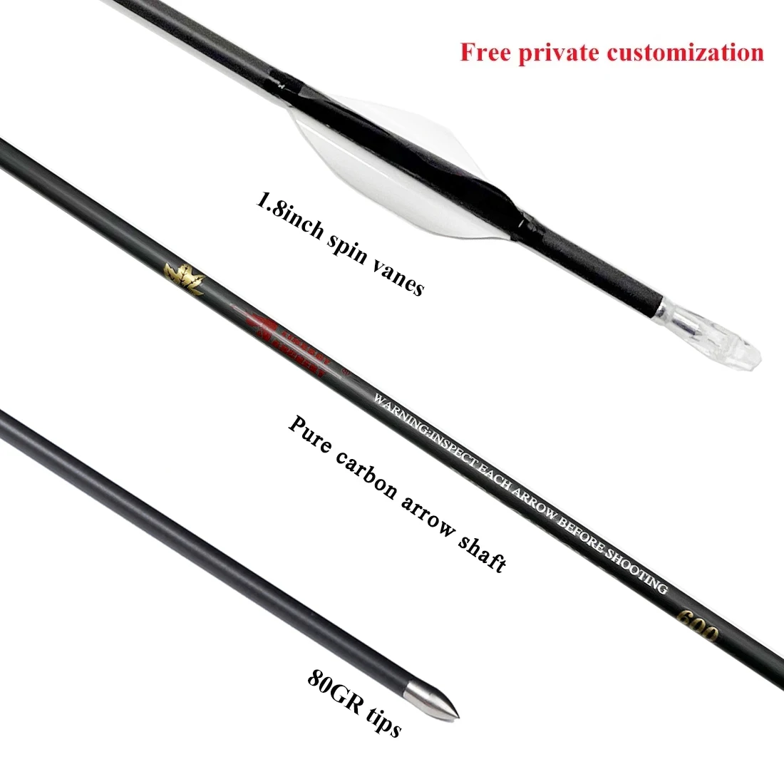 12 Uds Linkboy tiro con arco flechas de carbono puro ID4.2MM paletas giratorias flechas columna vertebral 400-1800 arco de caza