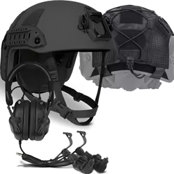 Casco táctico rápido NIJ IIIA con riel, audio activo y NVG aluminio