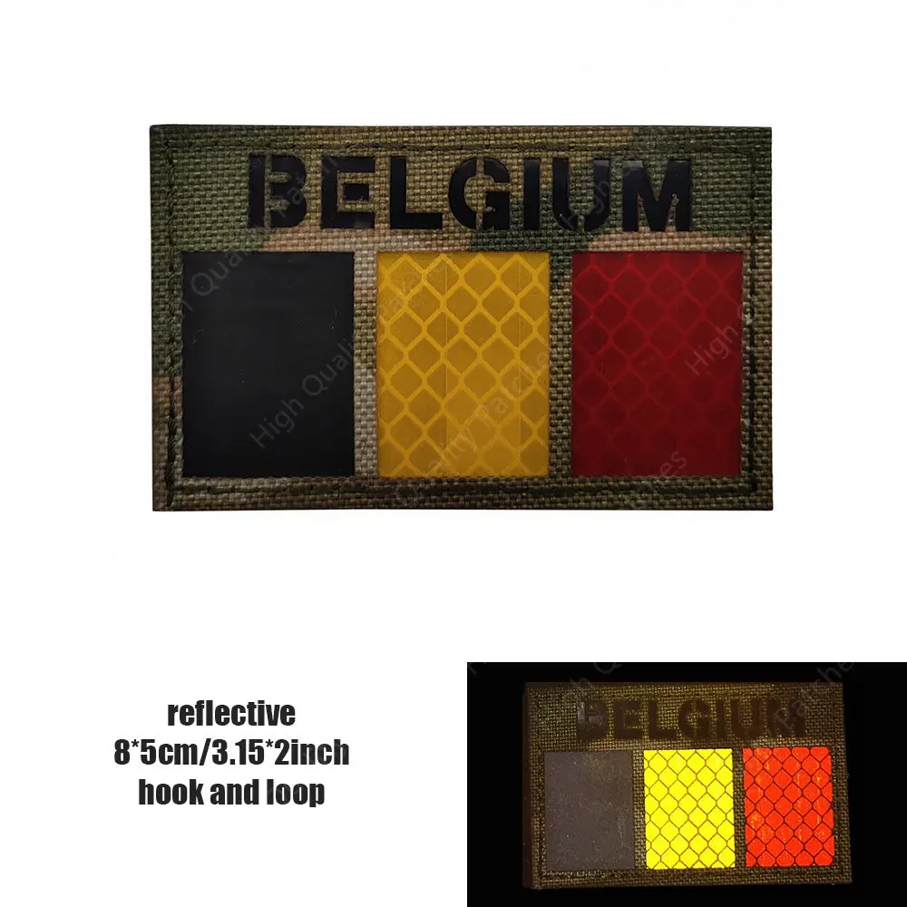 Pegatina mágica reflectante de Bélgica, insignia decorativa, bandera nacional, parche táctico para ropa, costura, parches bordados militares - imagen 4