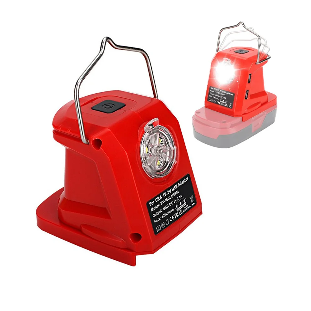 Linterna portátil con luz LED de trabajo de 420 lúmenes, Compatible con baterías de litio Ryobi/Craftsman de 18V, puertos USB duales y gancho - imagen 2