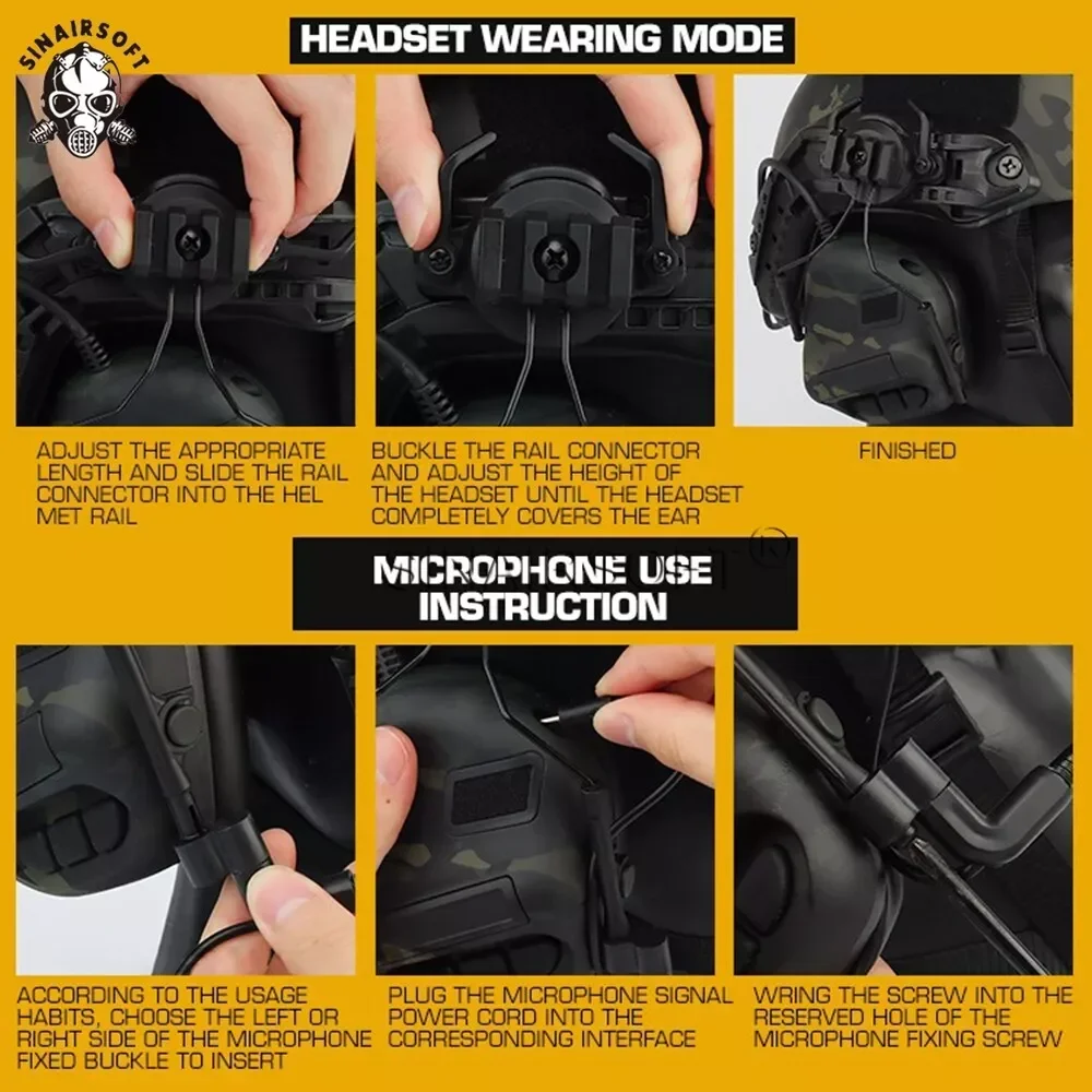 Auriculares tácticos Gen5, auriculares con cancelación de ruido sin selección para casco Militar, auriculares Baofeng Radio PTT, adaptador, auriculares móviles - imagen 5