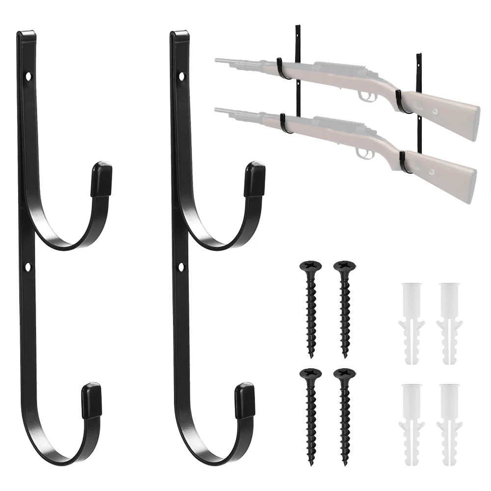 1 par de estante para pistola, montaje en pared, gancho para escopeta reflectante, estante de almacenamiento para pistola larga, gancho de soporte