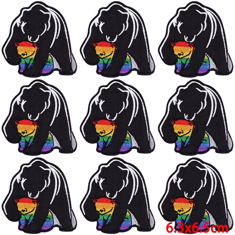 Parche de dibujos animados de Anime, parches bordados de animales para planchar en la ropa, insignias de bucle de gancho, lote de 10 unidades - imagen 2