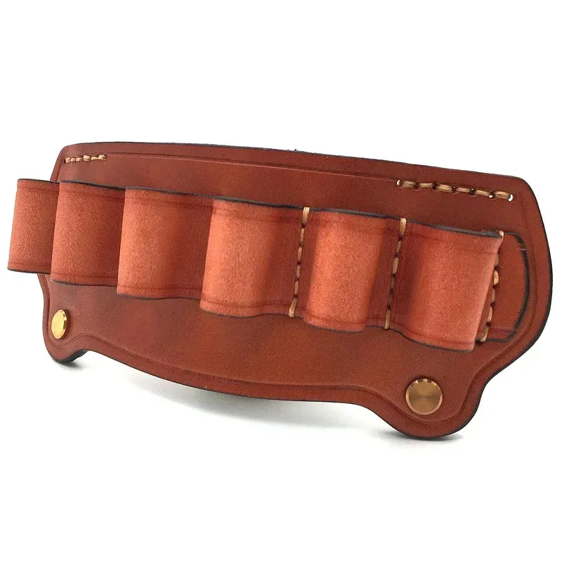 Bolsa táctica de cuero para revistas de calibre 12, bolsa de almacenamiento para balas de 6 disparos, soporte para carcasa de munición, funda para cinturón de cartucho - imagen 4