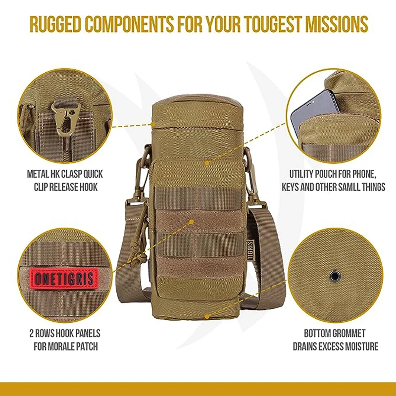 ONETIGRIS-bolsa táctica EDC para botella de agua, soporte MOLLE para acampar, caza militar, soporte para deportes - imagen 5