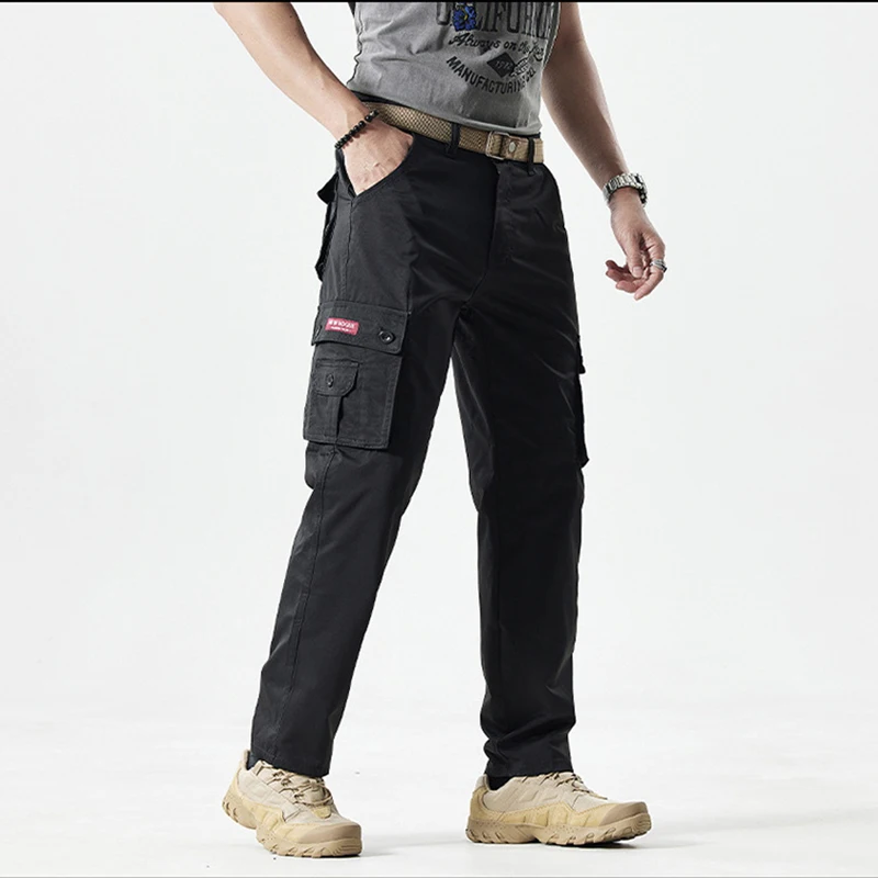 Pantalones de escalada con múltiples bolsillos para hombre, pantalón Cargo para trabajo al aire libre, ropa de trabajo informal de negocios, pantalones rectos finos para senderismo, 2 uds. - imagen 5