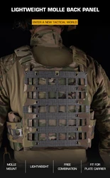 Chaleco táctico de hierro MOLLE, Panel trasero ligero FCPC V5, portador de placa de caza, se extiende el soporte, accesorios de Panel trasero con cremallera