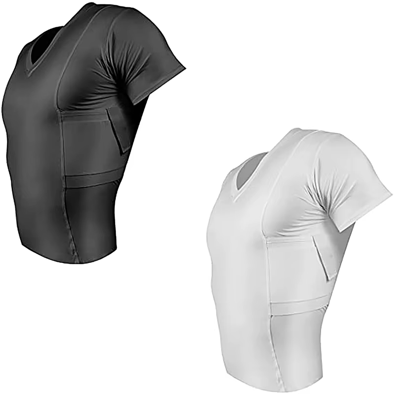 Camiseta de transporte oculto de ropa táctica, funda de pistola, camisa de manga corta, funda de pistola para hombres y mujeres, transporte invisible - imagen 4