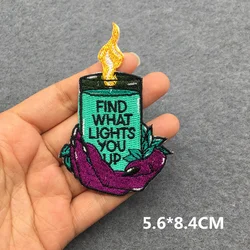Parche bordado para ropa – tema cuchillo de gato, estilo Punk DIY
