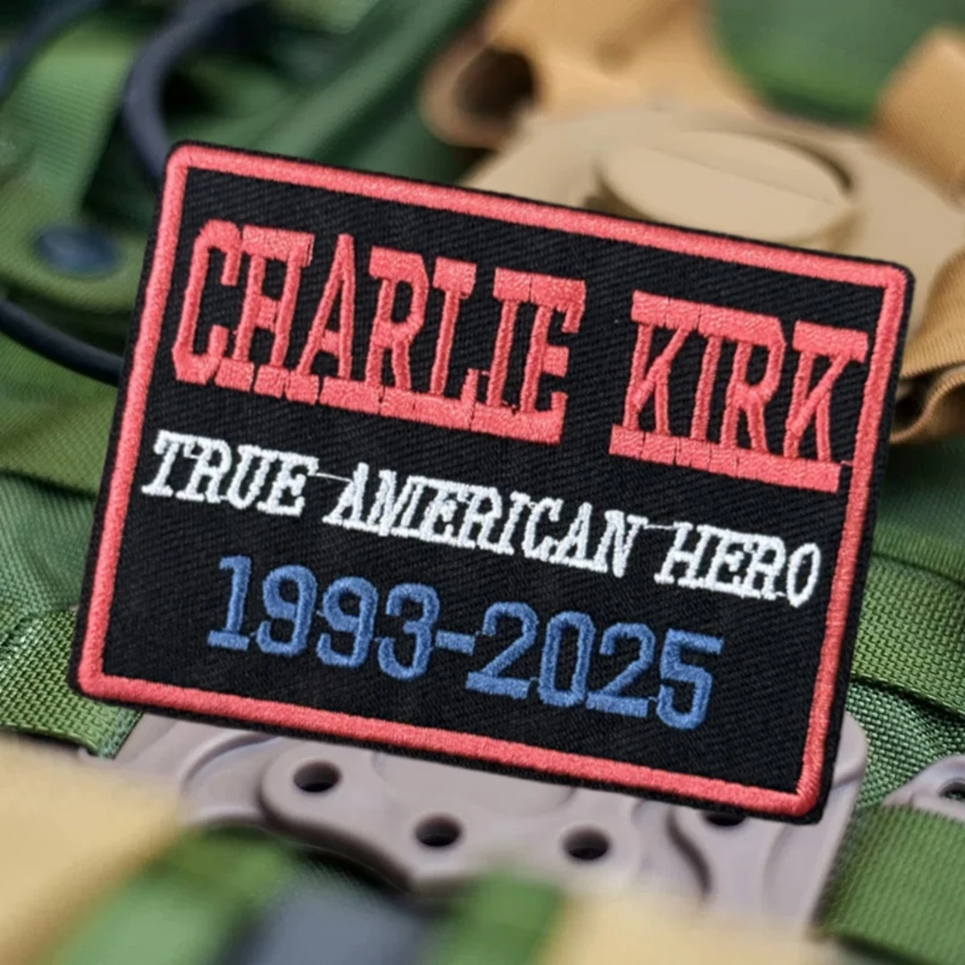 Parches de gancho y bucle bordados de héroe americano "Charlie Kirk" para ropa insignia de moral táctica pegatina para mochila del ejército militar - imagen 2