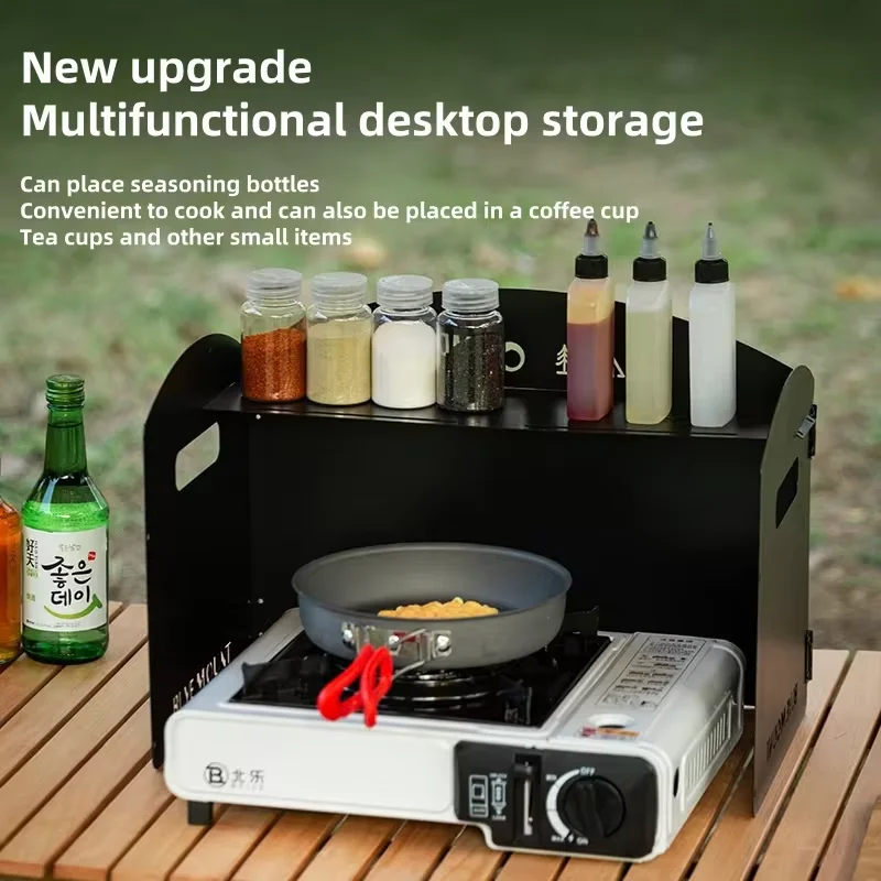 Estufa de casete plegable para exteriores, deflector de viento para acampar, estufa de picnic, cubierta a prueba de viento, partición, caja de tablero a prueba de viento w - imagen 2