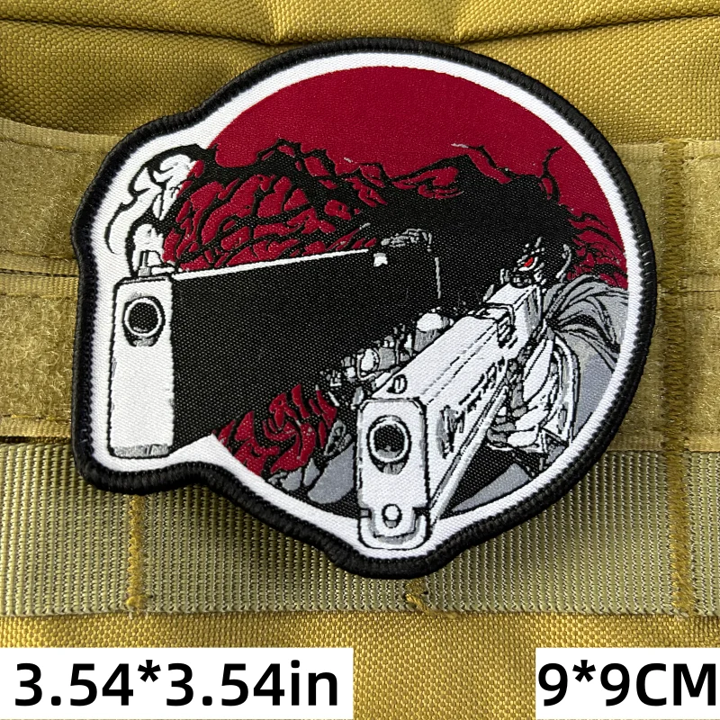 Parche táctico Crazy Gunner, insignia de moral de guerrero de doble arma, parches de impresión de gancho y bucle, pegatina para mochila militar - imagen 2