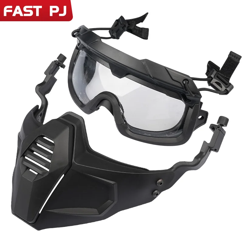 Soporte para casco táctico, máscara protectora de media cara, máscara antiniebla, impacto de paintball, lente dual, gafas de campo CS desmontables - imagen 5