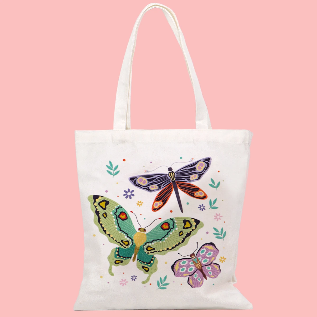 Bolso de lona plegable con mariposas, organizador portátil de hombro - imagen 4