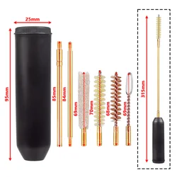 7 unids/set Kit de limpieza de pistola profesional cepillo de varilla de pistola de mano herramientas de brillo de orificio de pistola de caza pistola multiusos de tamaño de bolsillo de 9mm