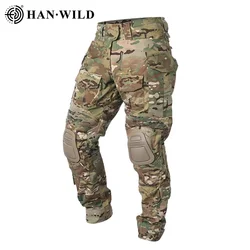 HAN WILD versión mejorada G3 pantalones de combate + almohadillas pantalones de senderismo Camo Safari Airsoft pantalones tácticos ropa de caza