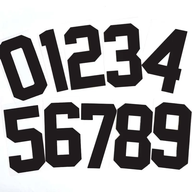 Parches de letras con números grandes de 20x11CM, pegatina para ropa, 0 ~ 9, insignias de Jersey con números digitales blancos y negros, parches de transferencia de calor para planchar - imagen 2
