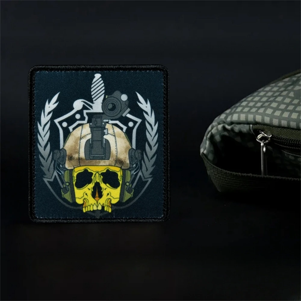 Parche estampado de casco de calavera TSSN FSB, parches de gancho y bucle de moral táctica para ropa, mochila, pegatinas decorativas - imagen 5