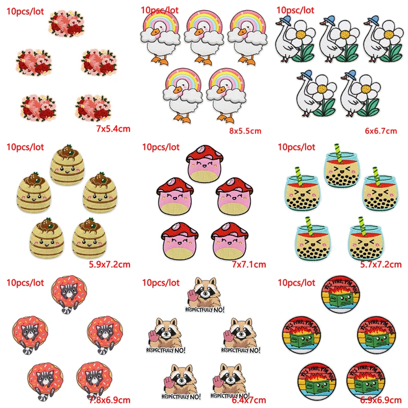 10 unids/lote de parches bordados de animales y fantasmas para ropa, parches termoadhesivos con plancha de dibujos animados para pantalones vaqueros con capucha, insignias de Hip Hop