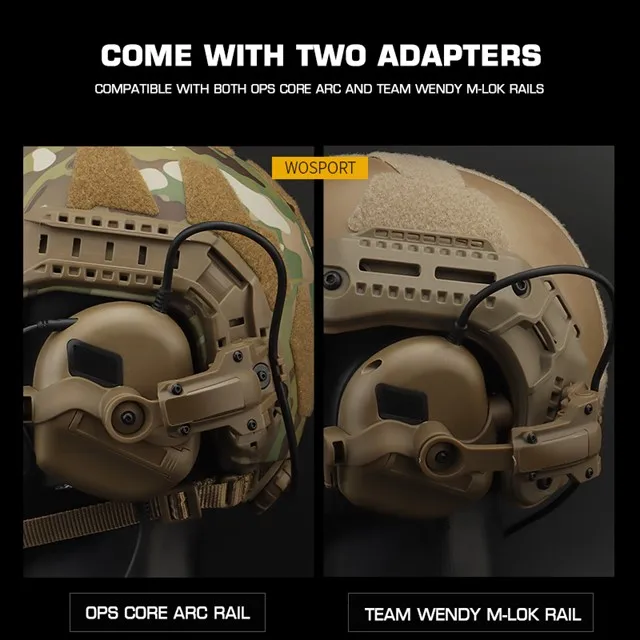 Adaptador de riel de casco de rotación multiángulo para auriculares tácticos, compatible con OPS Core ARC y Team Wendy M-LOK Rail para caza - imagen 5