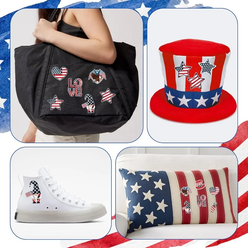 Parches bordados del 4 de julio para ropa, parche de águila calva de estilo americano, parches para planchar en ropa, insignias decorativas del 4 de julio de EE. UU. - imagen 4