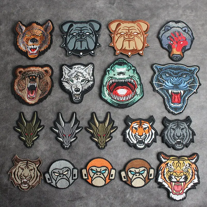 Parche bordado de moral animal – tigre, leopardo, vaca y dragón