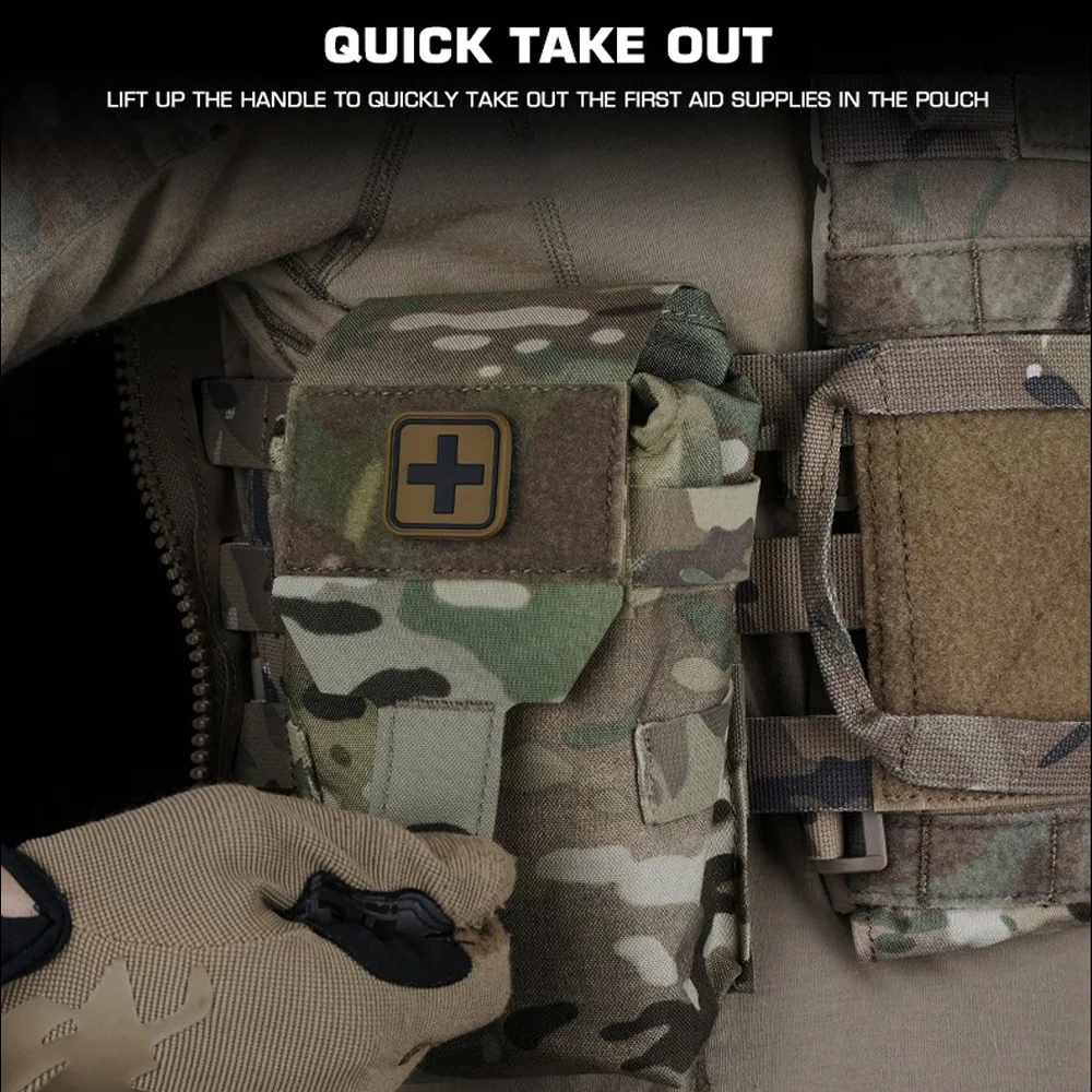 Kit táctico para traumatismos, juego de supervivencia de primeros auxilios para acampar al aire libre, caza, pesca, bolsa médica IFAK Molle, riñonera de extracción rápida - imagen 4