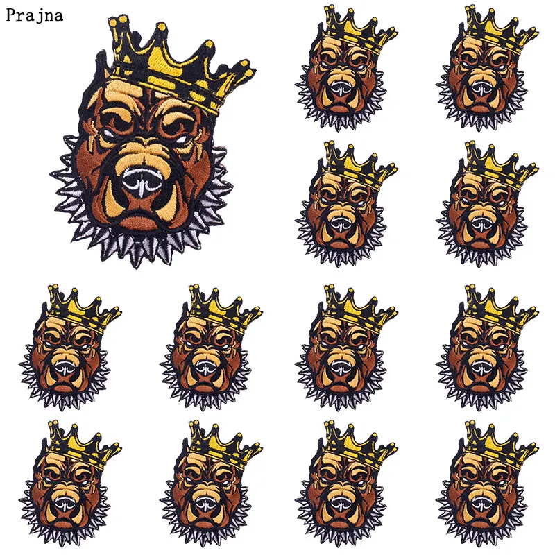 Prajna-Parche bordado de oso Shar de 10 piezas, parches Punk de animales musculosos para ropa, parches de Rock para planchar, Parche de costura DIY - imagen 3