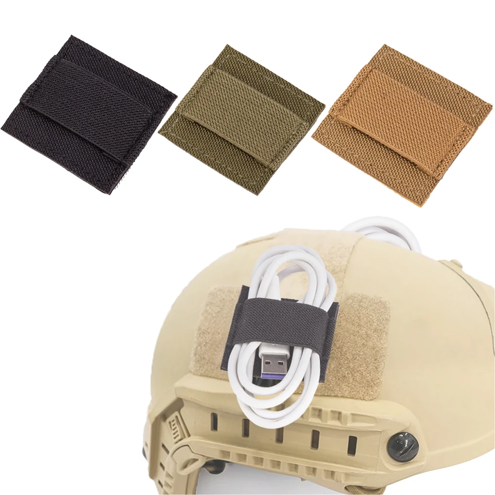 Pegatina de bucle de gancho de Cable táctico, correa de recogida para casco, intercomunicador de auriculares, organizadores de gancho y bucle, pegatina para Walkie de auriculares