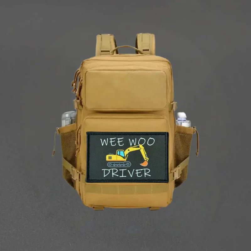 Parche con estampado de conductor WEE WOO, chaleco táctico, gancho y bucle, sombrero, insignia de moral, mochila, pegatinas decorativas, parches para brazalete para ropa