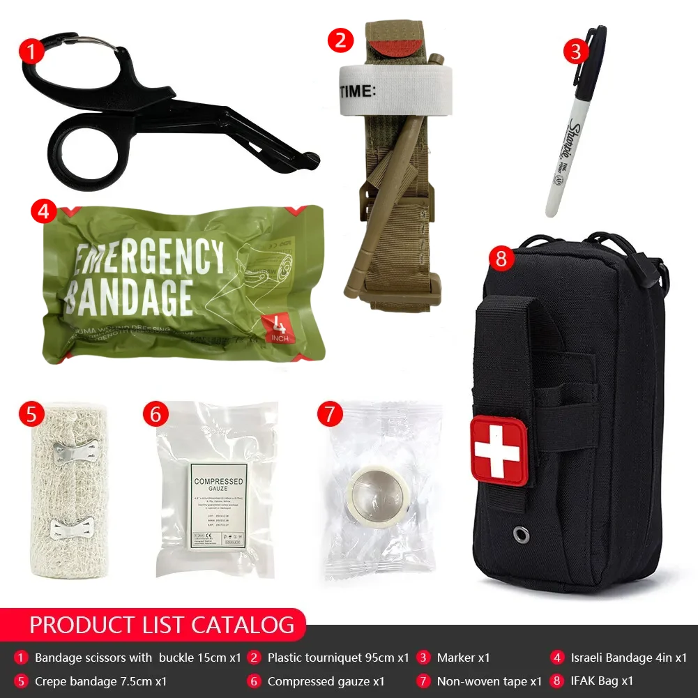 Kit táctico de primeros auxilios EMT bolsa con torniquete tijeras vendaje para emergencia IFAK Trauma Combat