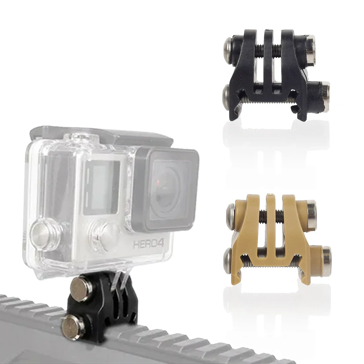 Equipo táctico Go Pro, adaptador de montaje en riel fijo para Rifle Picatinny Airsoft de 20mm, cámara láser, Base de nailon GoPro EKEN