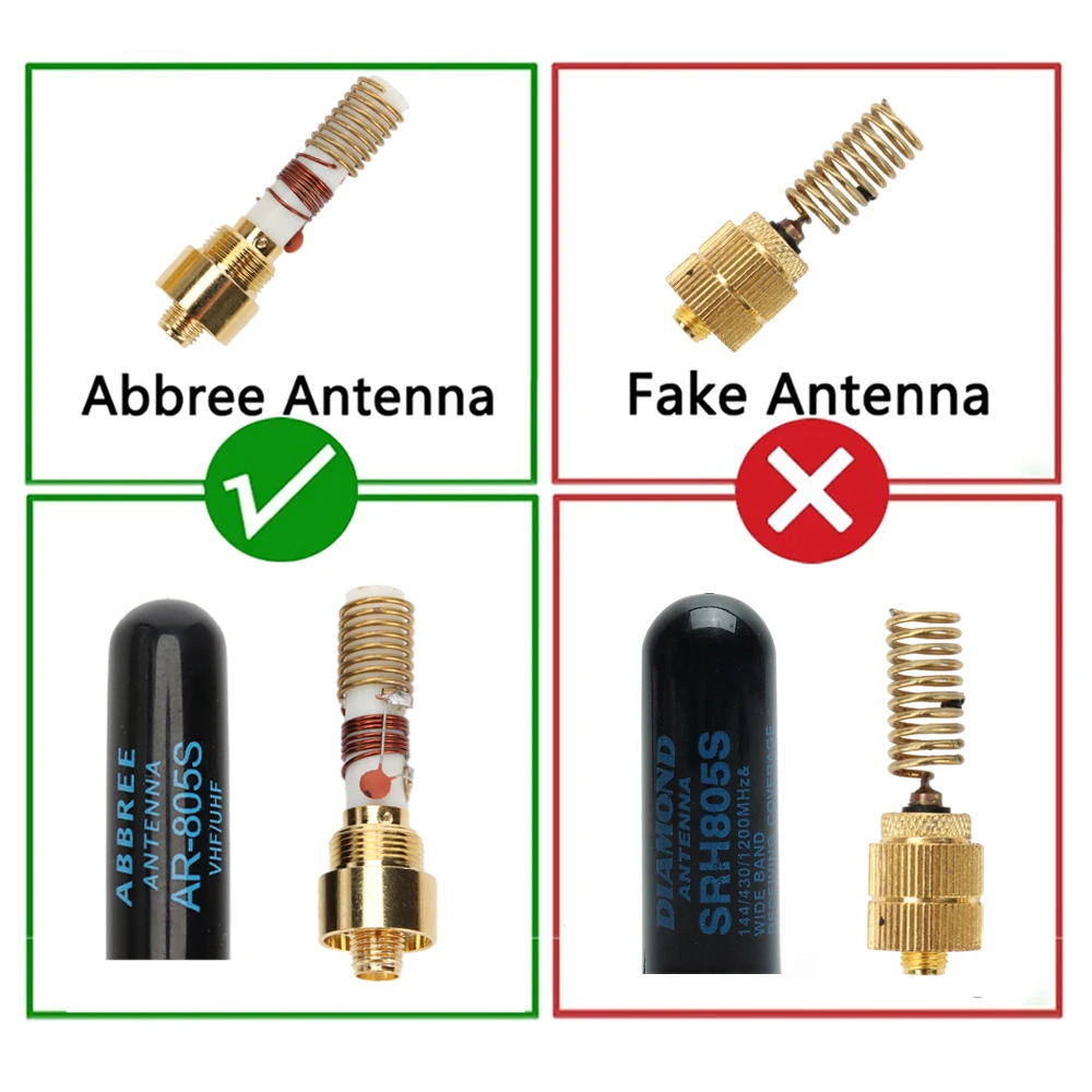 ABBREE AR-805S Antena SMA Dual UHF/VHF Alta Ganancia Walkie Talkie - imagen 2