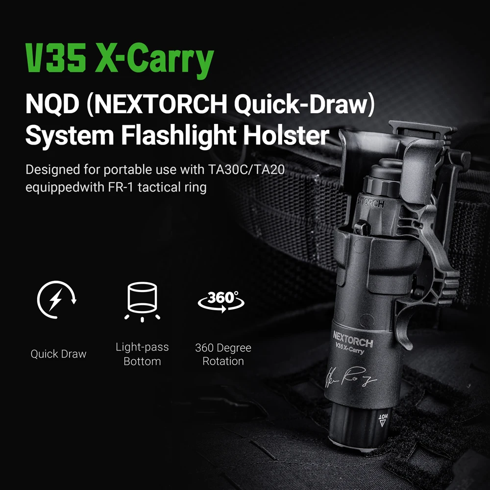 NEXTORCH V35 X-Carry Funda para linterna táctica, funda para bastón, funda para bastón, rotación de 360 grados, para TA20 TA30 P10 - imagen 3