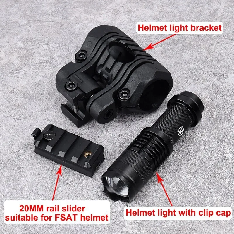 Wadsn casco táctico con luz estroboscópica, zoom telescópico, adaptador de abrazadera para linterna, arma de caza Airsoft, luz de explorador - imagen 5