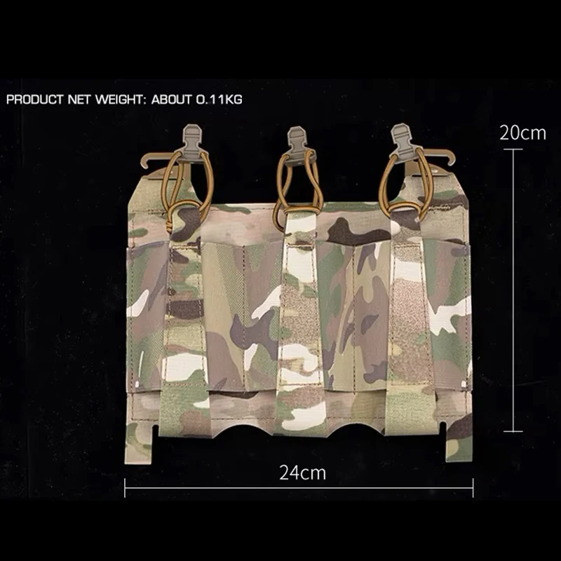 Bolsa táctica para revistas Triple elástica 5,56, 223, 7,62, bolsa con soporte para Mag, hebilla de gancho G, chaleco portador de placa de caza, equipo de Panel frontal - imagen 5