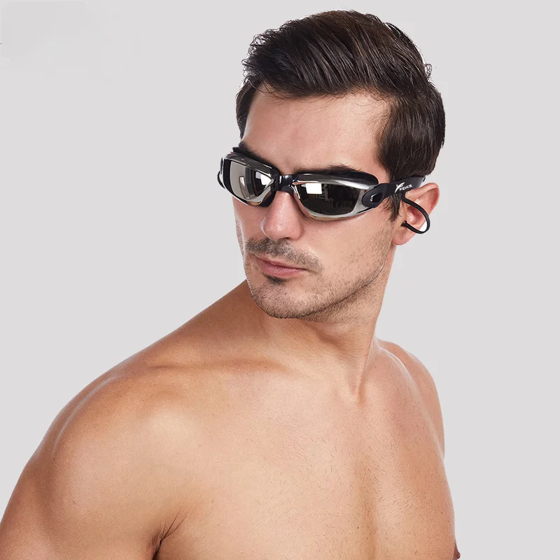 Gafas de natación HD, tapones para los oídos galvanizados de una pieza, impermeables, antivaho, planas, para miopía - imagen 2