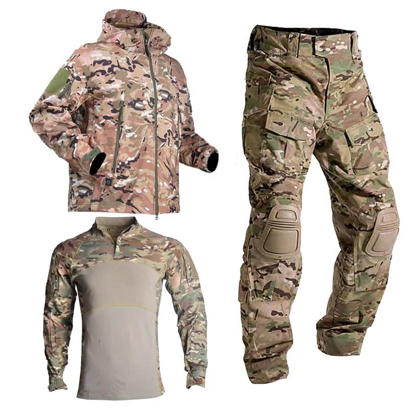 Uniforme de camuflaje, chaquetas tácticas, camisas, pantalones y rodilleras, ropa de trabajo Airsoft Paintball Softair, ropa de caza resistente al desgaste