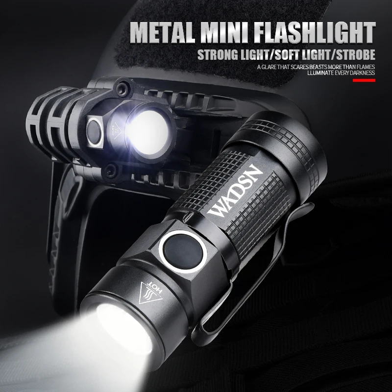 WADSN Mini arma de Metal Tacti Airsoft estroboscópico rápido casco linterna LED ajuste 20mm Rail Scout Luz de caza - imagen 2
