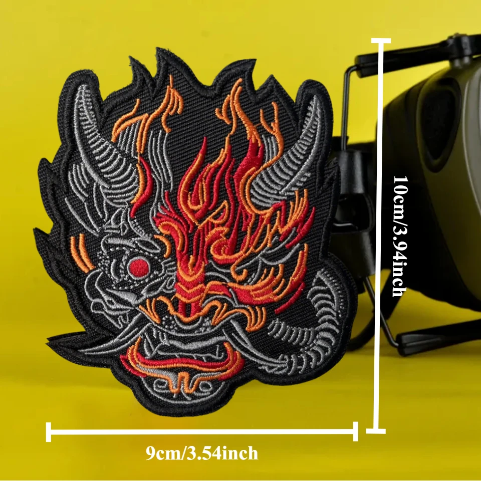 Parche bordado de Robot demonio, insignia de moral táctica, emblema, parches de gancho y bucle, brazalete del ejército militar, pegatinas para mochila - imagen 3