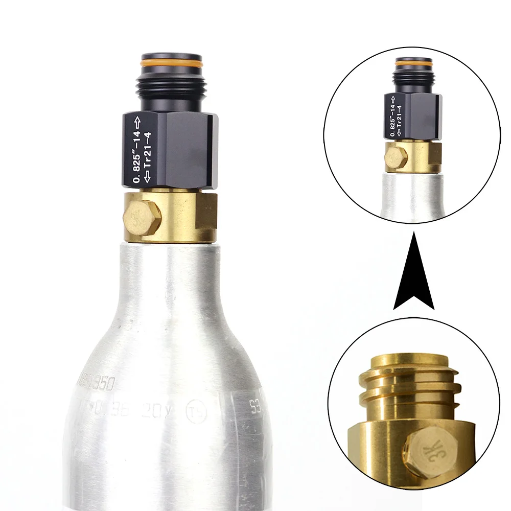 Adaptador de conversión de cilindro de CO2 de soda (rosca TR21-4) a cilindro de Paintball (rosca G1/2-14) - imagen 5