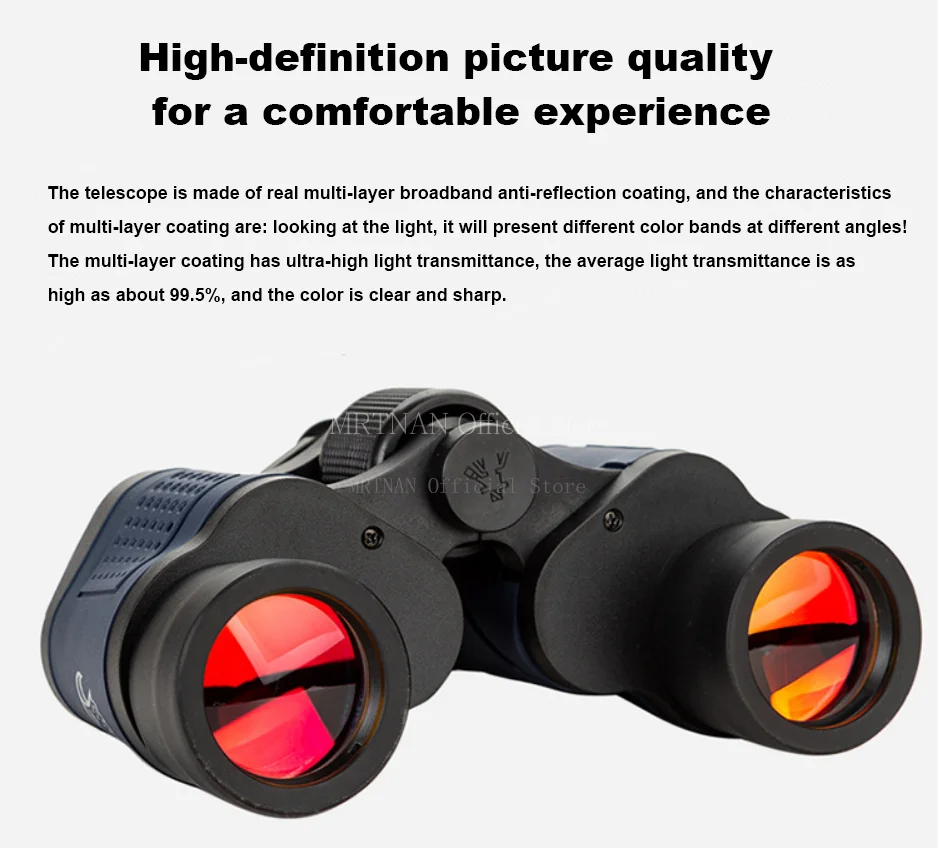 Vista del cuerpo y acabados del binocular