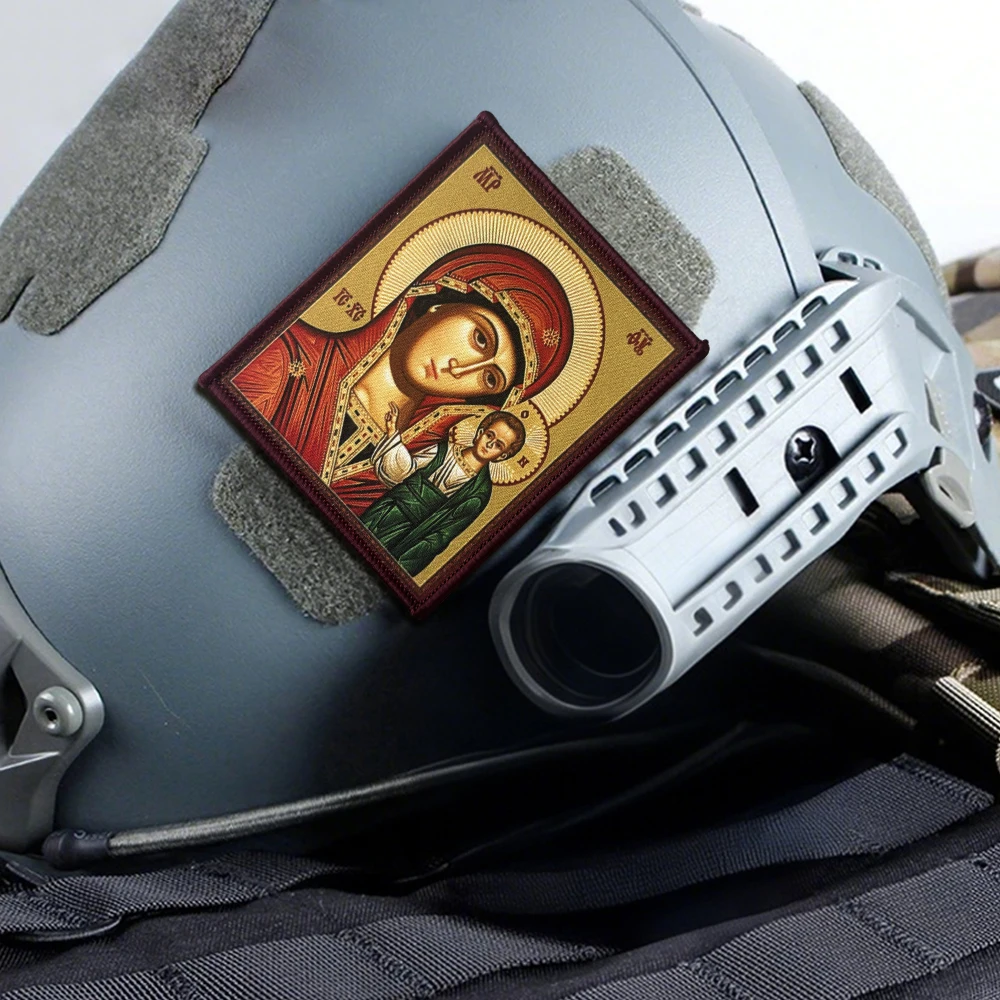Parche táctico de moral Virgen María con gancho y bucle