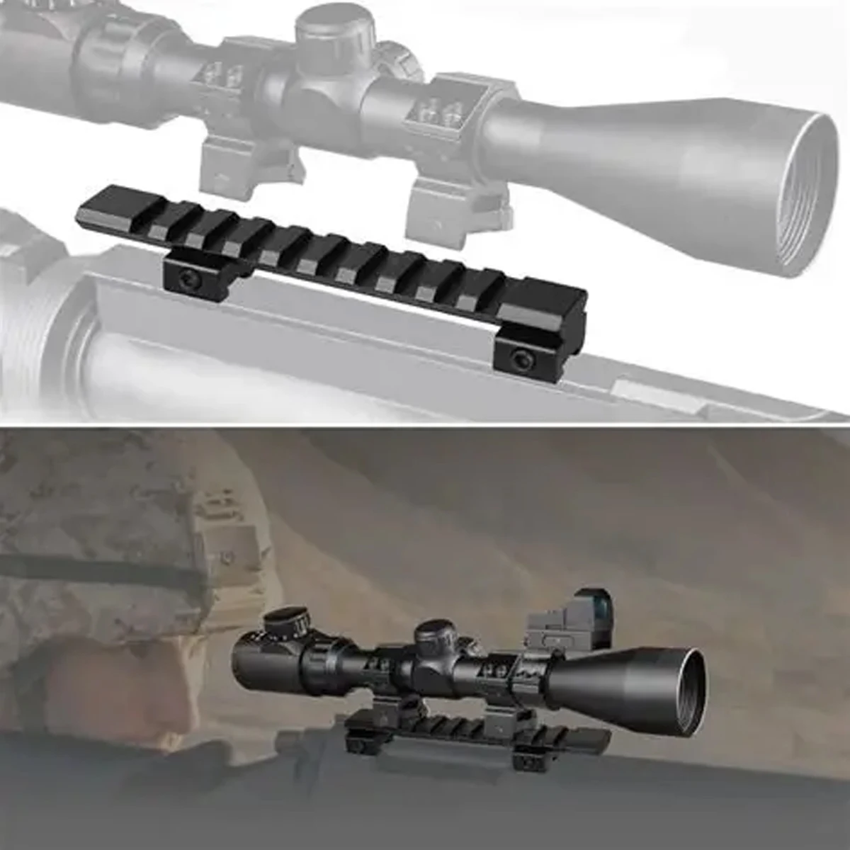 Soporte de riel Picatinny para mira punto rojo y visor de caza - imagen 2