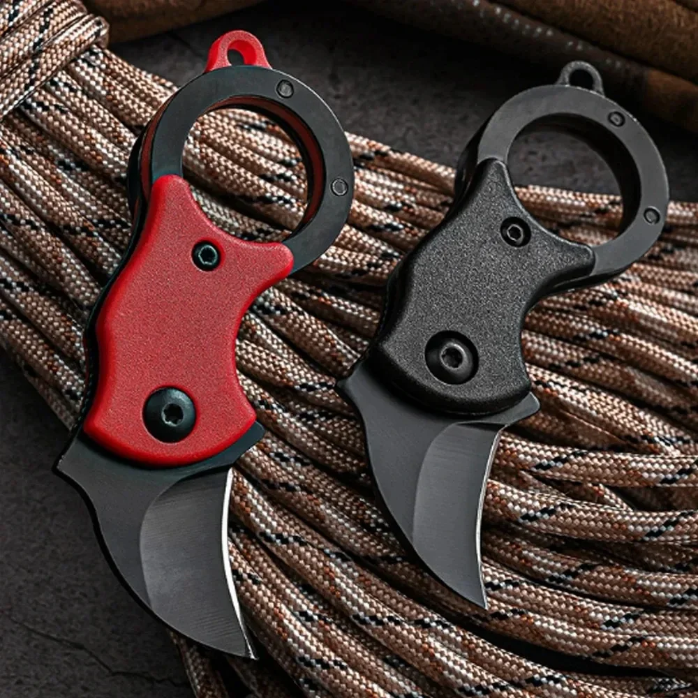 Mini cuchillo de bolsillo acero inoxidable hoja fija EDC con cadena - imagen 5