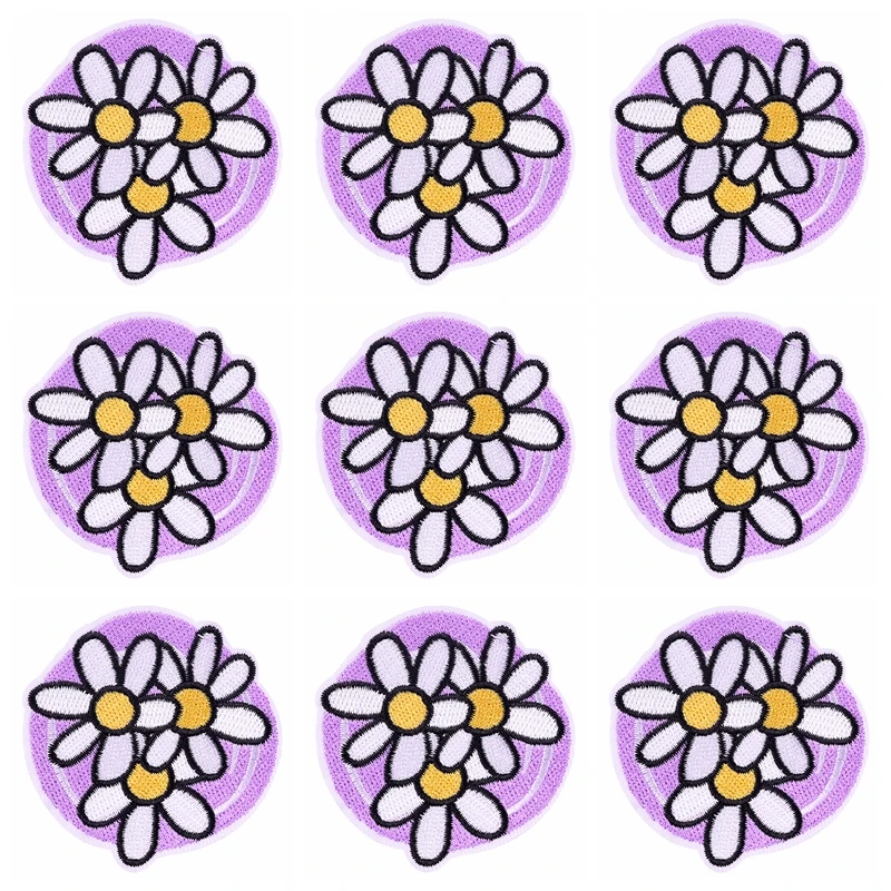 Pegatinas de flores para ropa, parche termoadhesivo para planchar, parches bordados para ropa, decoración de rayas, 10 unidades por lote - imagen 4