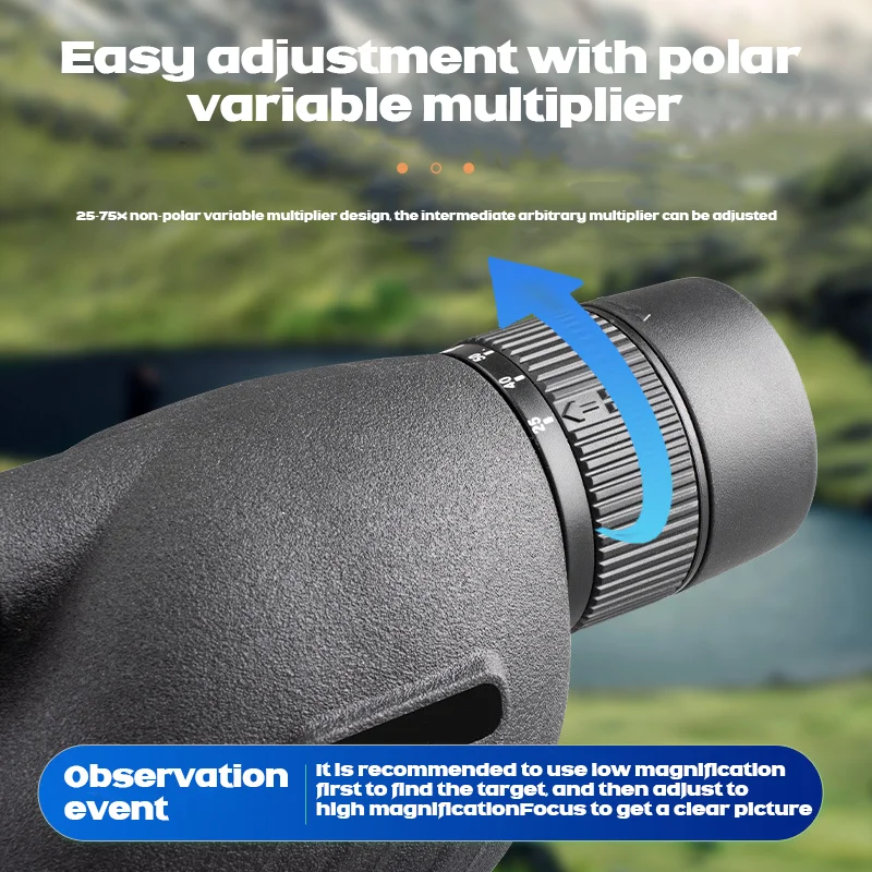 Prismáticos Bak4 con trípode para ver aves al aire libre, monoculares potentes HD, telescopio, Zoom, 25-75x60 - imagen 4